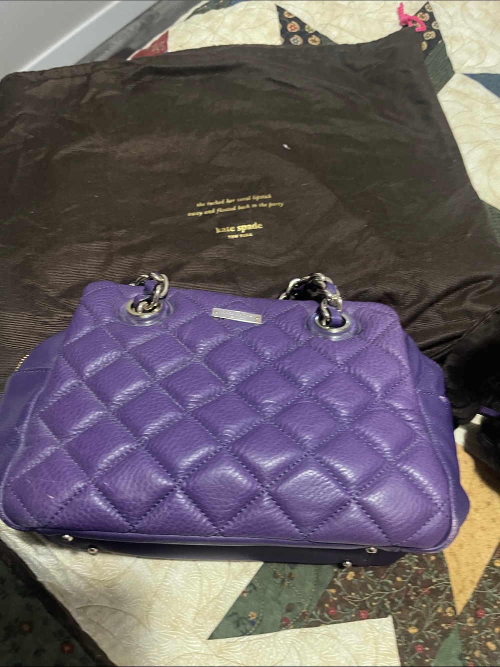 kate spade Quilted Purple Leather Chain-Handle Shoulder Bag